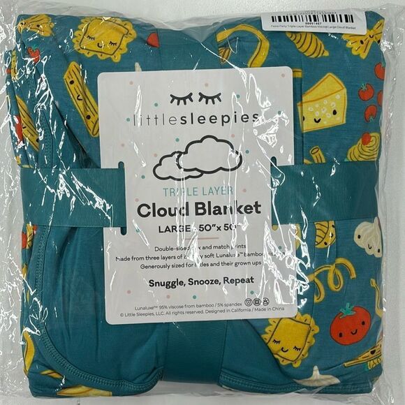 Little Sleepies Triple Layer Cloud Blanket - Pasta Party NEW - Picture 1 of 4